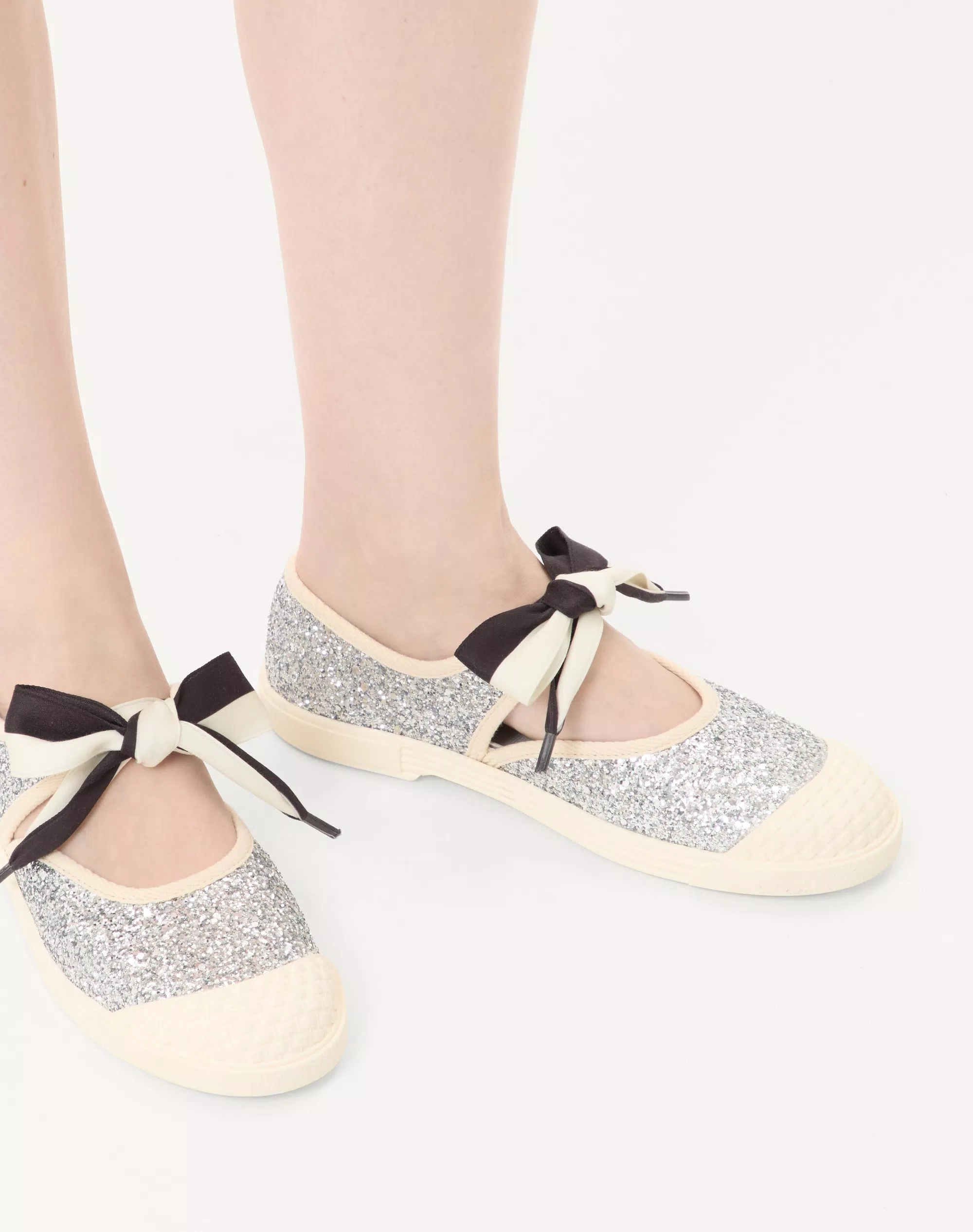 Valentino Bay By Bay Ballerina Sneakers In Glitter Fabric - Image 7